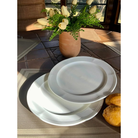 Plum Blossom Durable White Porcelain Dinner Plates