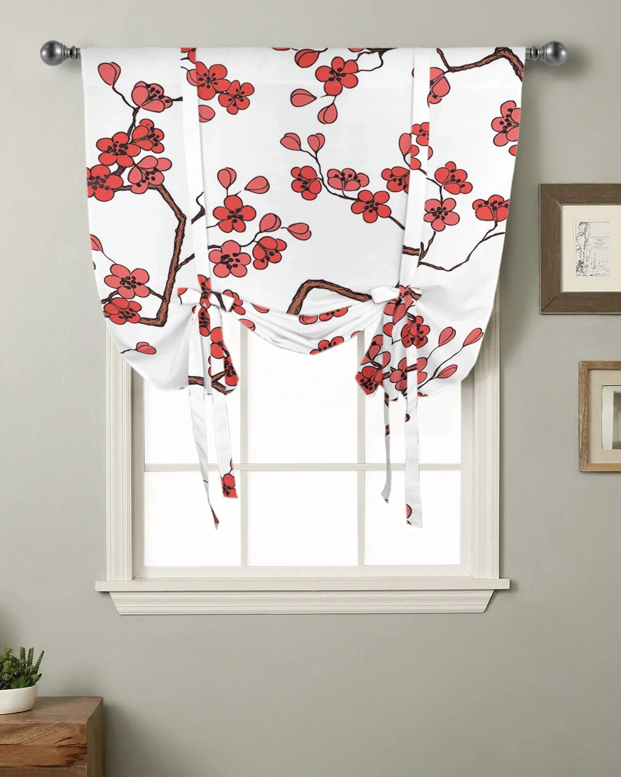 Plum Blossom Flower White Window Curtain for Living Room Curtains for