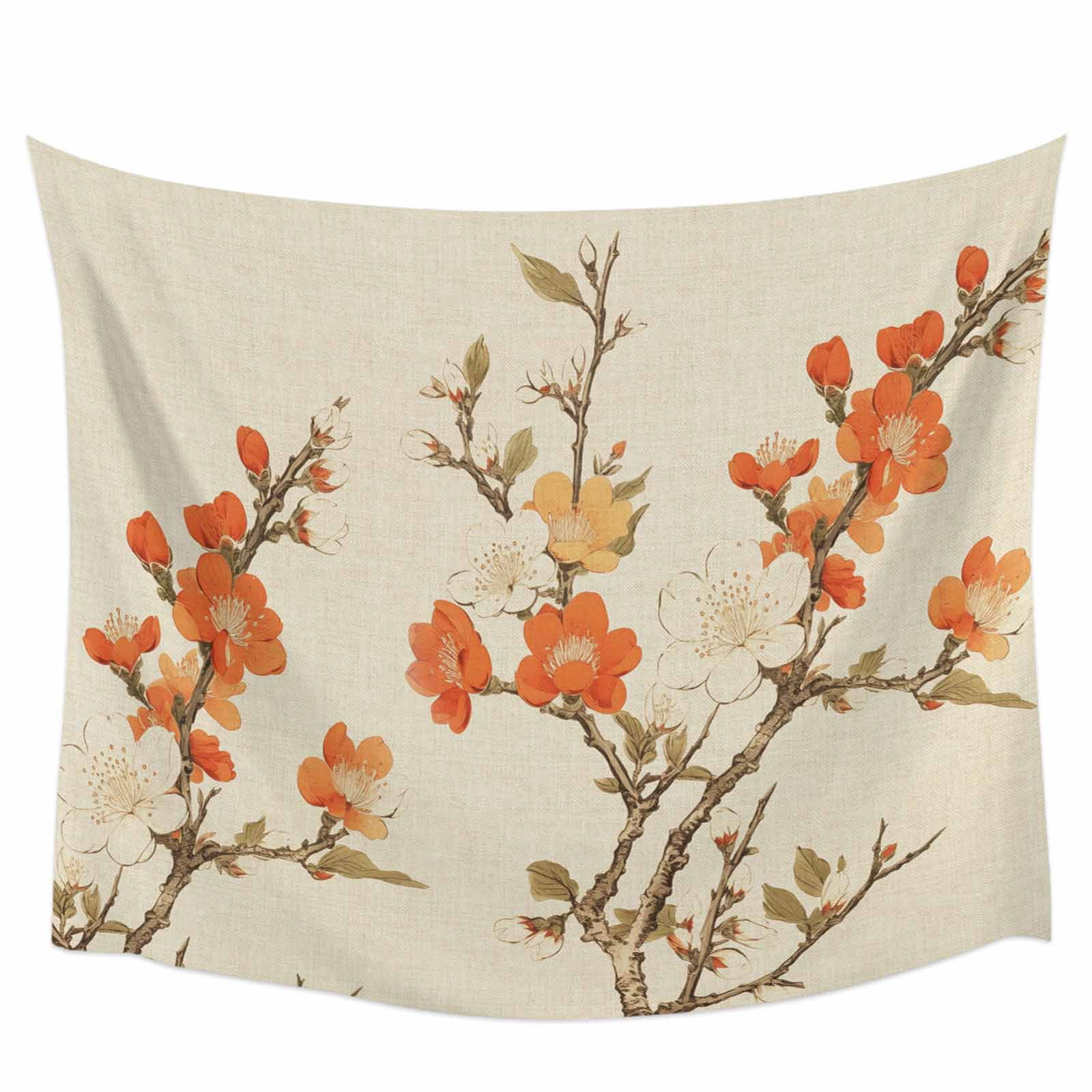 Plum Blossom Leaves Branches Tapestry Wall Hanging Boho Wall Tapestry ...