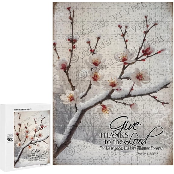 Plum Blossom Puzzles for Adults 500 Pieces, Impossible Hard Difficult Challenging Puzzles for Adults, Wooden Jigsaw Puzzle 500 Pieces