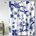 thumbnail image 1 of Plum Blossom Shower Curtain Watercolor Blue Floral Modern Art Painting Shower Curtains for Bathroom Accessories Waterproof Polyester Fabric with Hooks, 72 x 72 Inch, 1 of 6