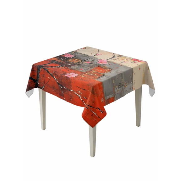 Plum Blossom Table Cloth, Waterproof Tablecloth for Square Tables, Retro Flowers Country Nostalgic Reusable Washable Fabric Table Cover for Restaurant Kitchen Dining Tables 54"x54"