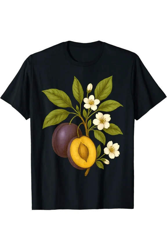 Plum Botanical Fruit Orchard Nature Autumn T-Shirt