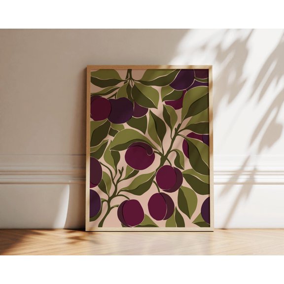 Plum Botanical Print Abstract Kitchen Wall Art