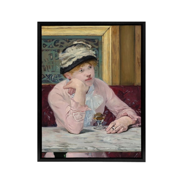 Plum Brandy Woman Portrait Manet Vintage Black Framed Canvas Wall Art 24X32"