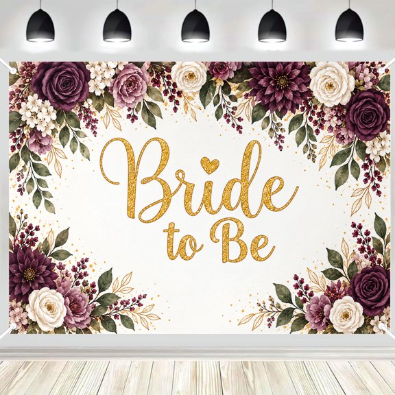Plum Bride to Be Banner, 72x44 Inch | Bridal Shower Backdrop for Bride to Be Decorations | Bride to Be Wall Decorations | Bridal Shower Banner for Plum Bridal Shower Decorations