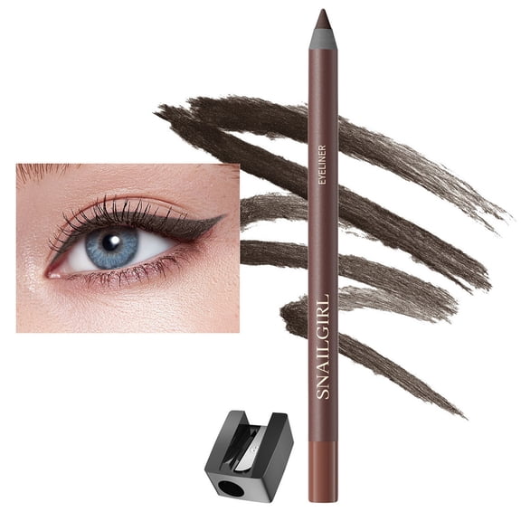 Plum Brown Eyeliner Pencil for Mature Eyes - Waterproof Smudge-Proof Creamy Glide-On Eye Liner for Older Women, No Tugging Soft Application, Long-Lasting Natural Definition with Built-in Sharpener