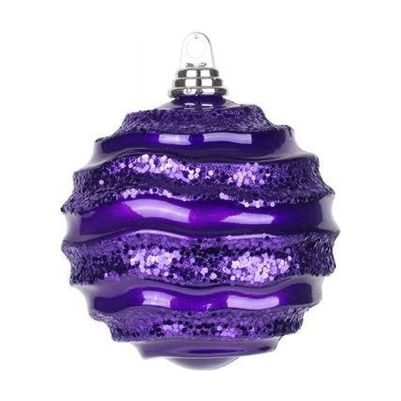 Plum Candy Glitter Wave Ball Ornament - 8 in.