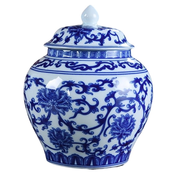 Plum Ceramic Bud Vase, Tea Storage Jar with Lid Table Decoration Home Piece for M
