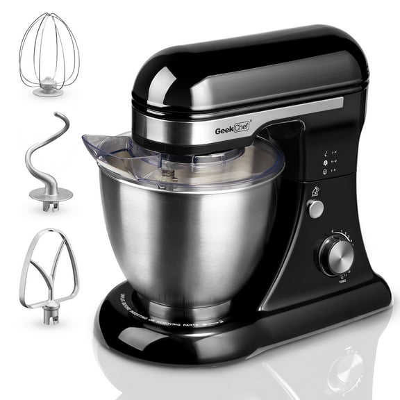 Plum Chef 5QT Stand Mixer, 12-Speed Tilt-Head Electric Mixer with Dough Hook, Whisk, Beater & Bowl, Powerful for Baking, Cakes, Cookies, Black