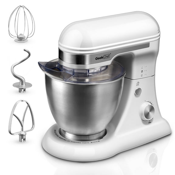 Plum Chef 5QT Stand Mixer, 12-Speed Tilt-Head Electric Mixer with Dough Hook, Whisk, Beater & Bowl, Powerful for Baking, Cakes, Cookies, White