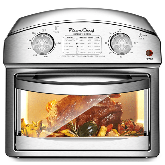 Plum Chef Air Fryer, 13QT Air Fryer Toaster Oven Combo, Large Convection Countertop Oven, Silver, 1500W