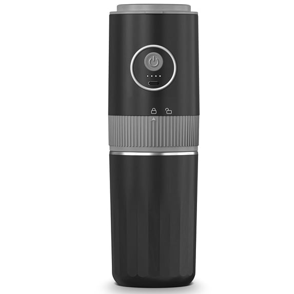 Plum Chef Portable Electric Coffee Grinder and Hand Brew Coffee Maker, 4 in 1 Wireless Travel Coffee Machine with 1500mAh Battery, Adjustable Burr Grinder, 320ml Stainless Steel Cup, for Travel Campi