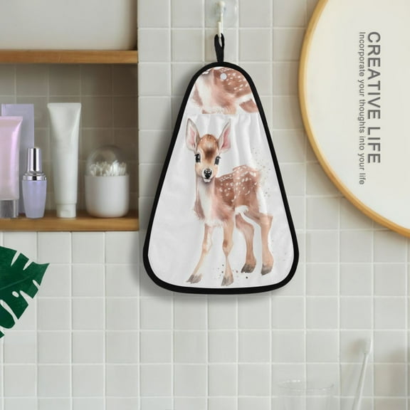Plum Deer Hanging Towel Kitchen Hand Towel Bathroom Absorbent Towel Machine Washable Quick Dry Dishcloths