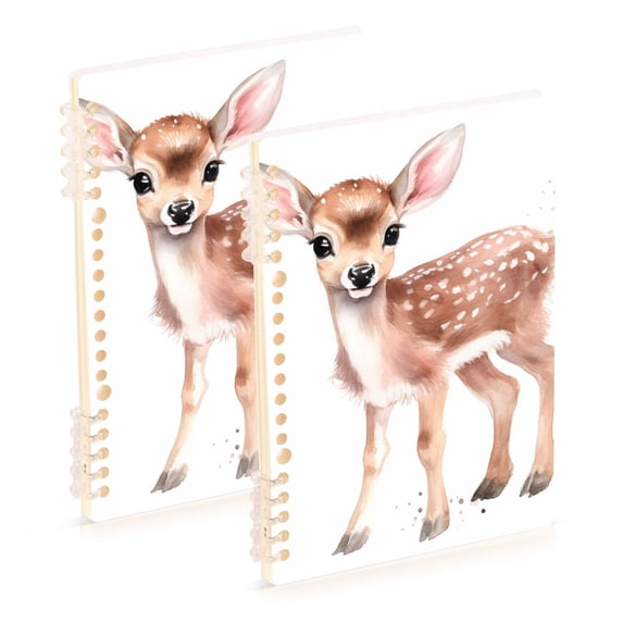Plum Deer Ring Binder Notebook Journey Note Diary College Ruled Spiral Notebook Study Loose Leaf Paper A5 60 Pages