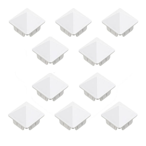 Plum Fittings 1 1/2" x 1 1/2" (1.390" x 1.390" Inside Dimension) Sharp Vinyl Picket Caps | Vinyl Post Caps | Vinyl Fence Caps | White | (Pack of 10)