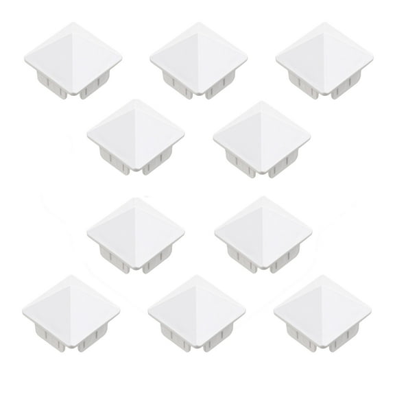 Plum Fittings 1 1/2" x 1 1/2" (1.390" x 1.390" Inside Dimension) Sharp Vinyl Picket Caps | Vinyl Post Caps | Vinyl Fence Caps | White | (Pack of 10)