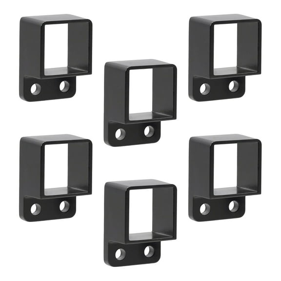 Plum Fittings Aluminum Fence Standard Wall Mount 1 1/4" x 1 1/4" for Rails - Residential Rail Mounts | Black | Pack of 6
