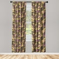 thumbnail image 1 of Plum Flowers Window Curtains, Vintage Design Dreamy Floral Boho Pattern with Modern Color Palette, Lightweight Decor 2-Panel Set with Rod Pocket, Pair of - 28"x95", Mustard Purple Umber, by Ambesonne, 1 of 3