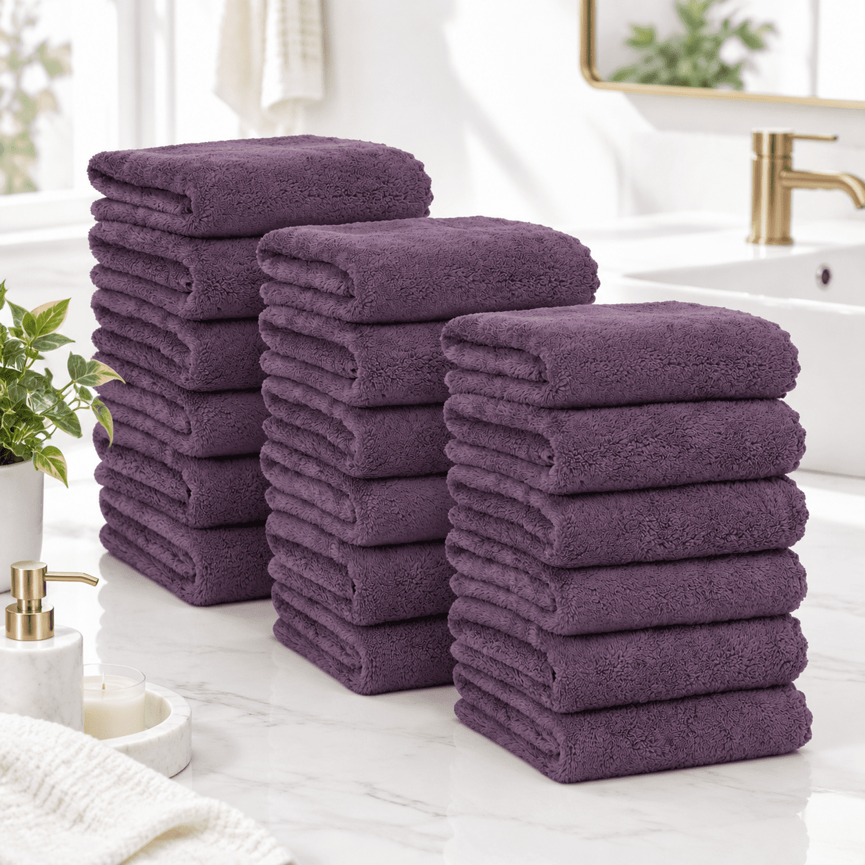 Plum Hand Towels - 18 Pack, Quick Drying Highly Absorbent Multipurpose ...