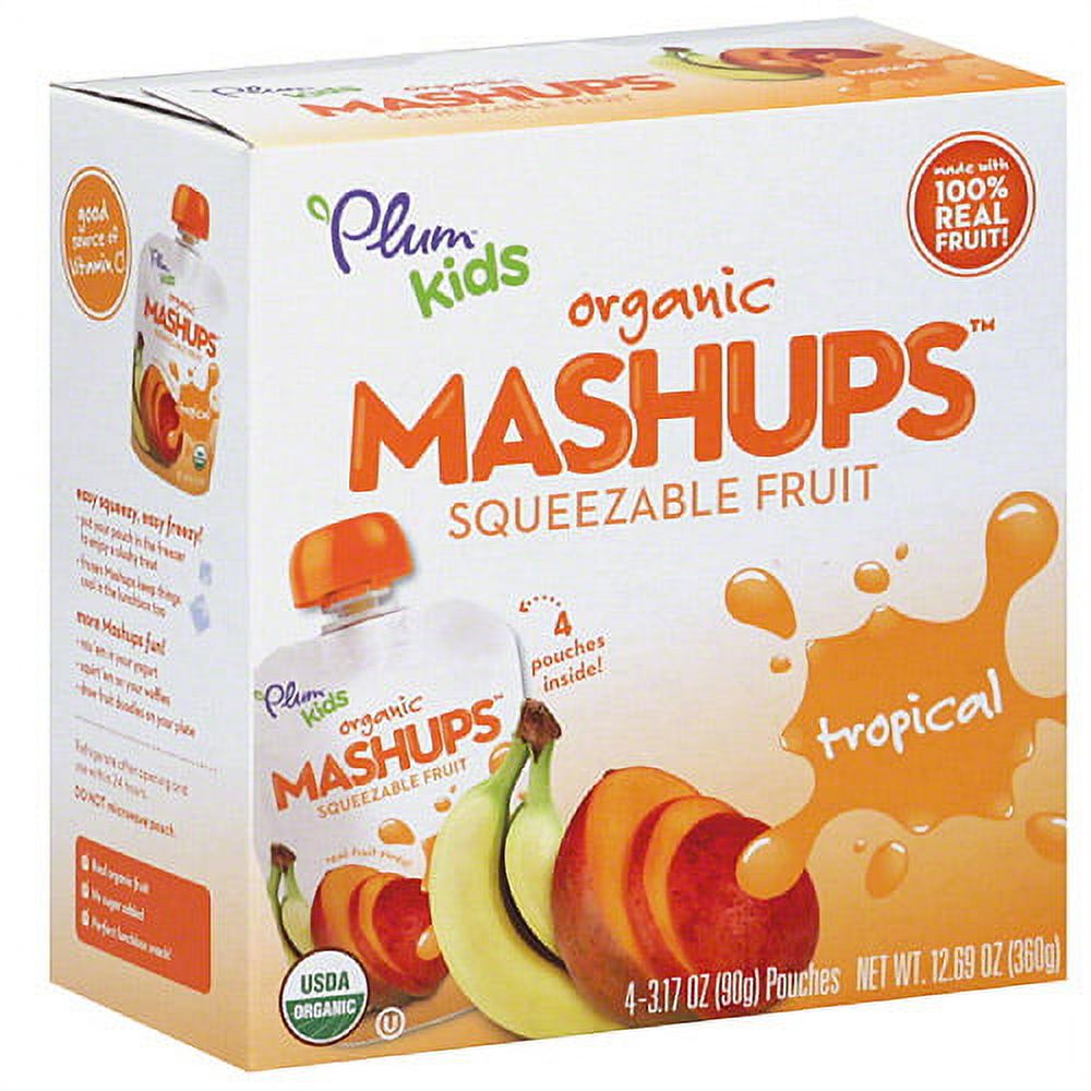 Plum Kids Organic Tropical Mashups Squeezable Fruit, 3.17 oz, 4 count, (Pack of 6) - image 1 of 1