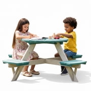 Plum  Kids Picnic Table - Wooden Toddler Table and Chairs Set, Outdoor Furniture for Patio, Garden, Backyard Dining & Activity, 4 Built-in Benches, Sturdy, Durable, Weatherproof, Ages 3+, Teal