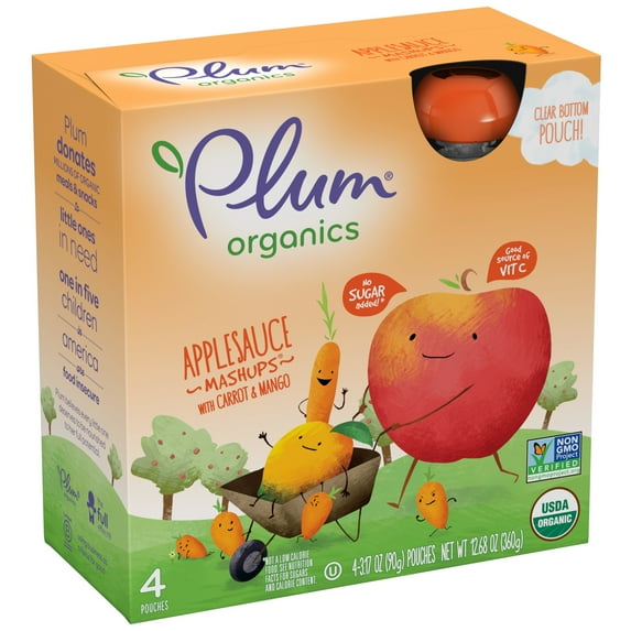 Plum Organics� Mashups� Applesauce, Carrot & Mango 3.17oz Pouch-4-Pack