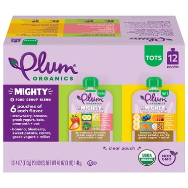 Plum Organics® Mighty 4 Food Group Blend Strawberry/Banana & Banana/Blueberry 4oz Pouch-12-Pack