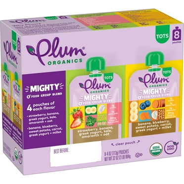 Plum Organics Mighty 4 Organic Toddler Food, Variety Pack, 4 oz Pouch (8 Pack)