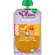Plum Organics Mighty 4 Organic Toddler Food, Banana, Peach, Pumpkin, Carrot, Greek Yogurt, and Oat, 4 oz Pouch