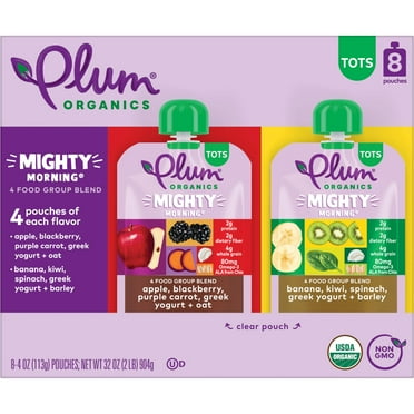 Plum Organics Mighty Morning Organic Toddler Food, Variety Pack, 4 oz Pouch (8 Pack)