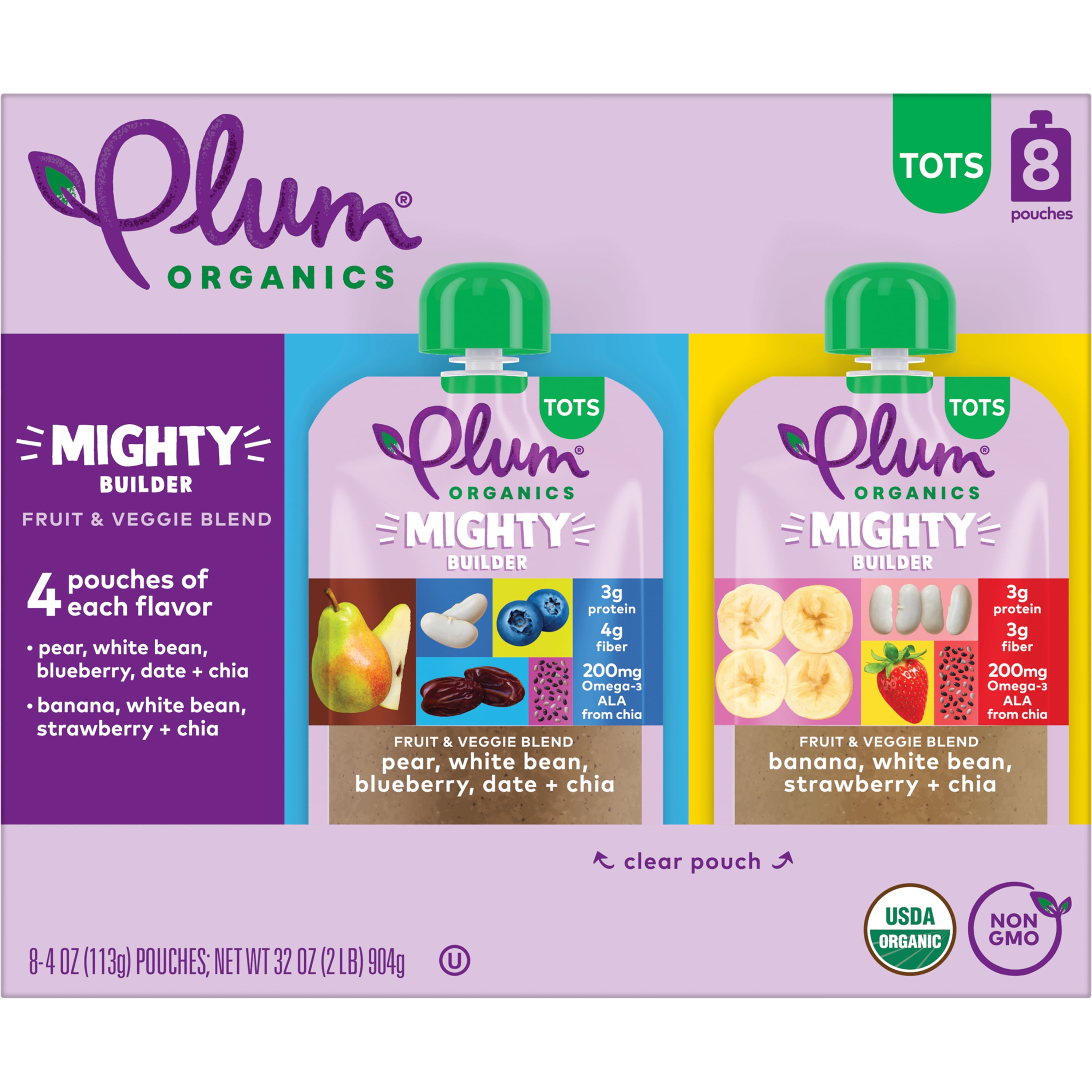 Plum Organics Mighty Protein and Fiber Organic Toddler Food Pouches