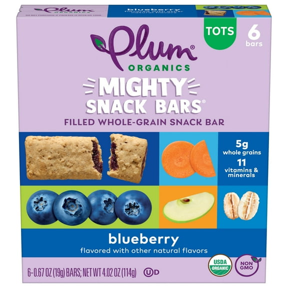 Plum Organics Mighty Snack Bars Filled Whole-Grain Snack Bar Blueberry 6-Count Box/.67oz Bars