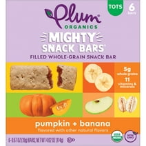 Plum Organics Mighty Snack Bars, Pumpkin and Banana, 0.67 oz Bars, 6 Count