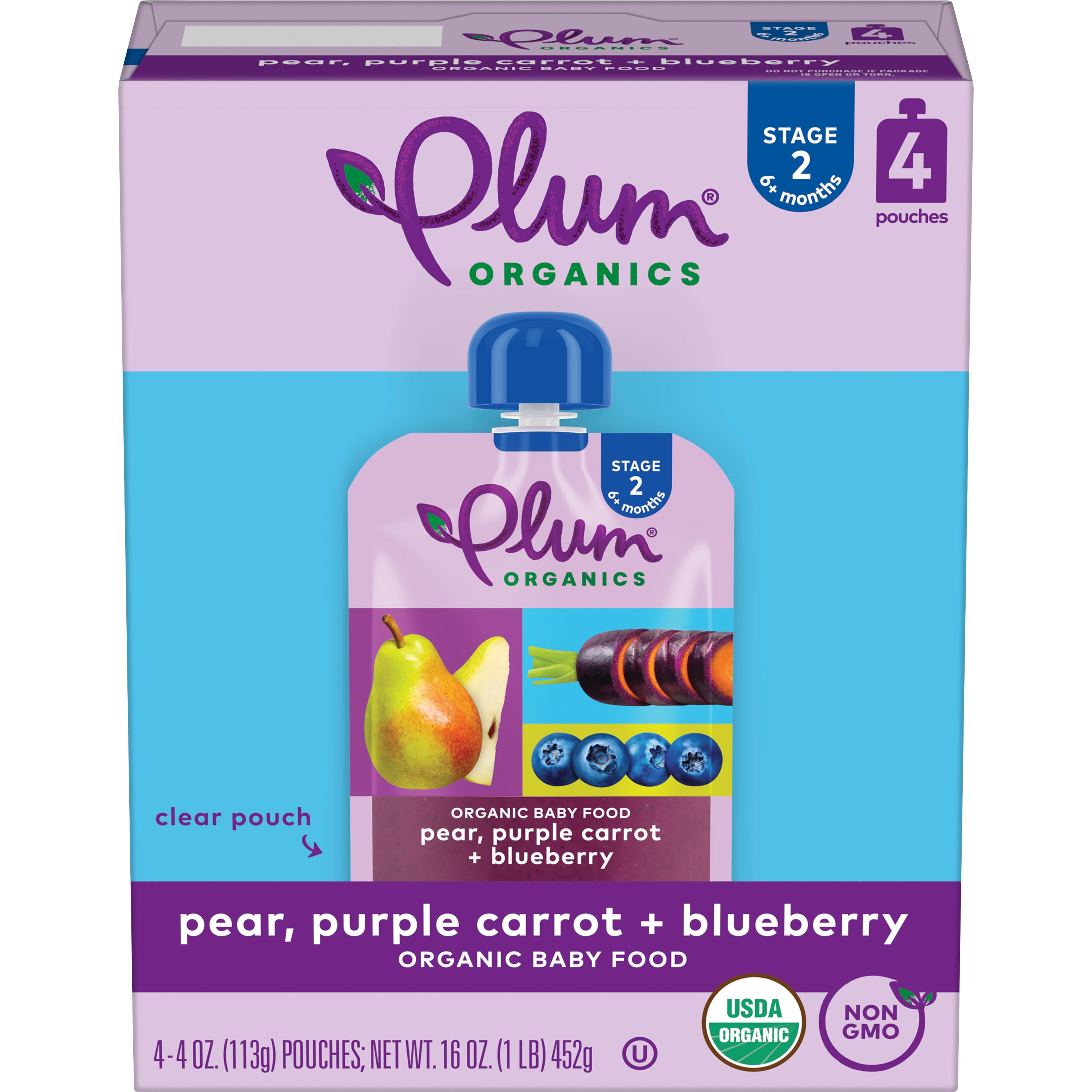 Plum Organics Plum 2nd Bluebry Pear Crt 4pk