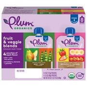Plum Organics® Stage 2 Fruit & Veggie Blends Organic Baby Food Pear + Pea with Spinach and Strawberry, Banana + Granola 8-Pack