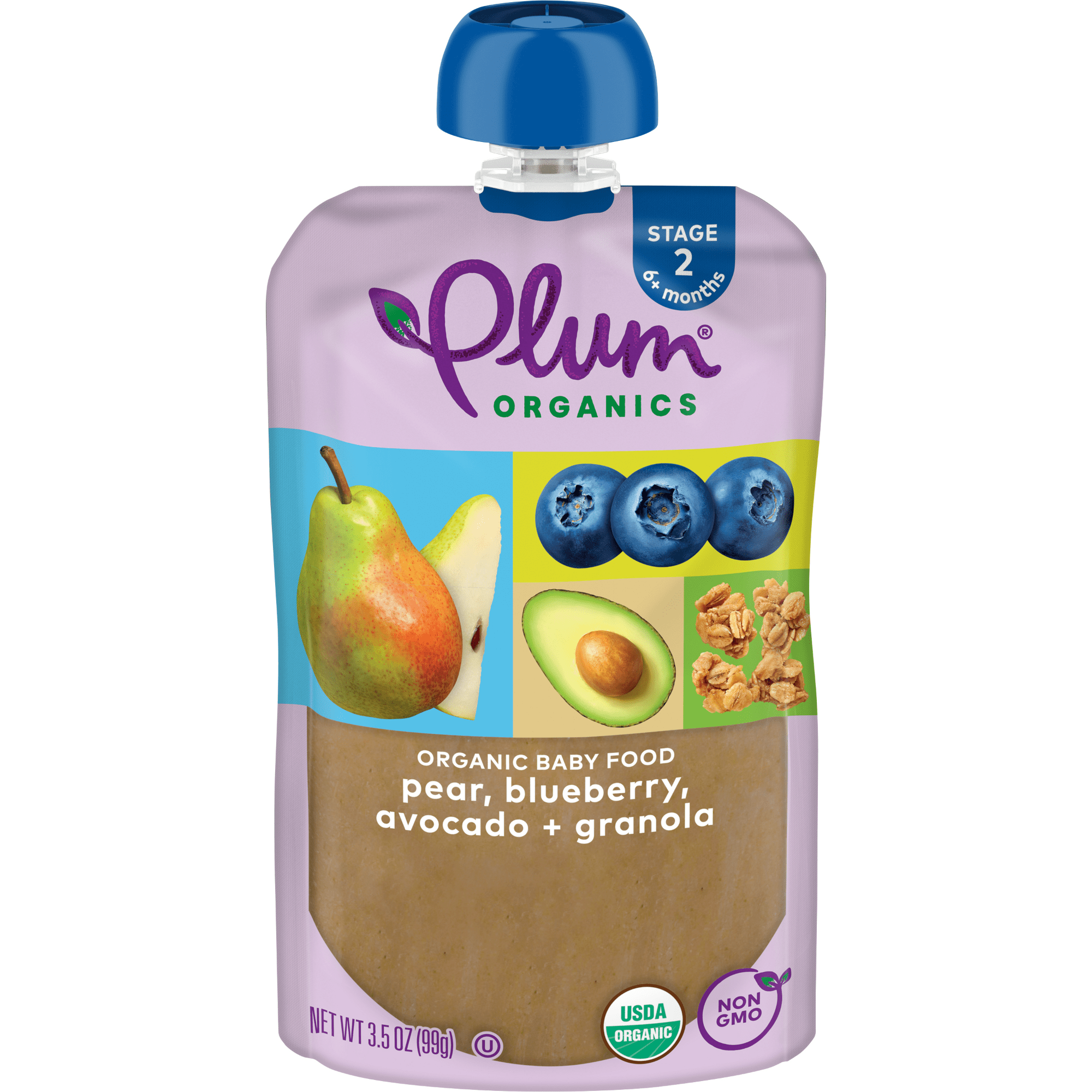 Plum Organics Plum Organics® Stage 2 Organic Baby Food Pear, Blueberry, Avocado + Granola 3.5oz Pouch