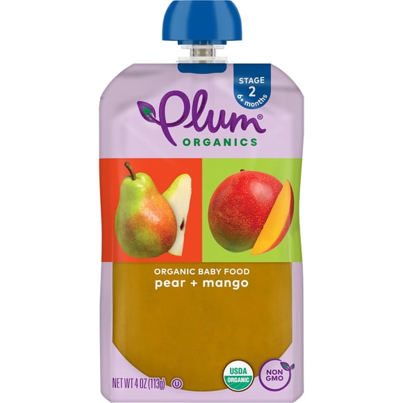 Plum Organics Stage 2 Organic Baby Food Pear and Mango 4oz Pouch