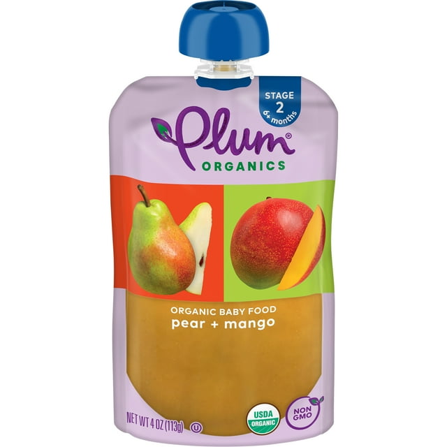 Plum Organics Stage 2 Organic Baby Food, Pear and Mango, 4 oz Pouch