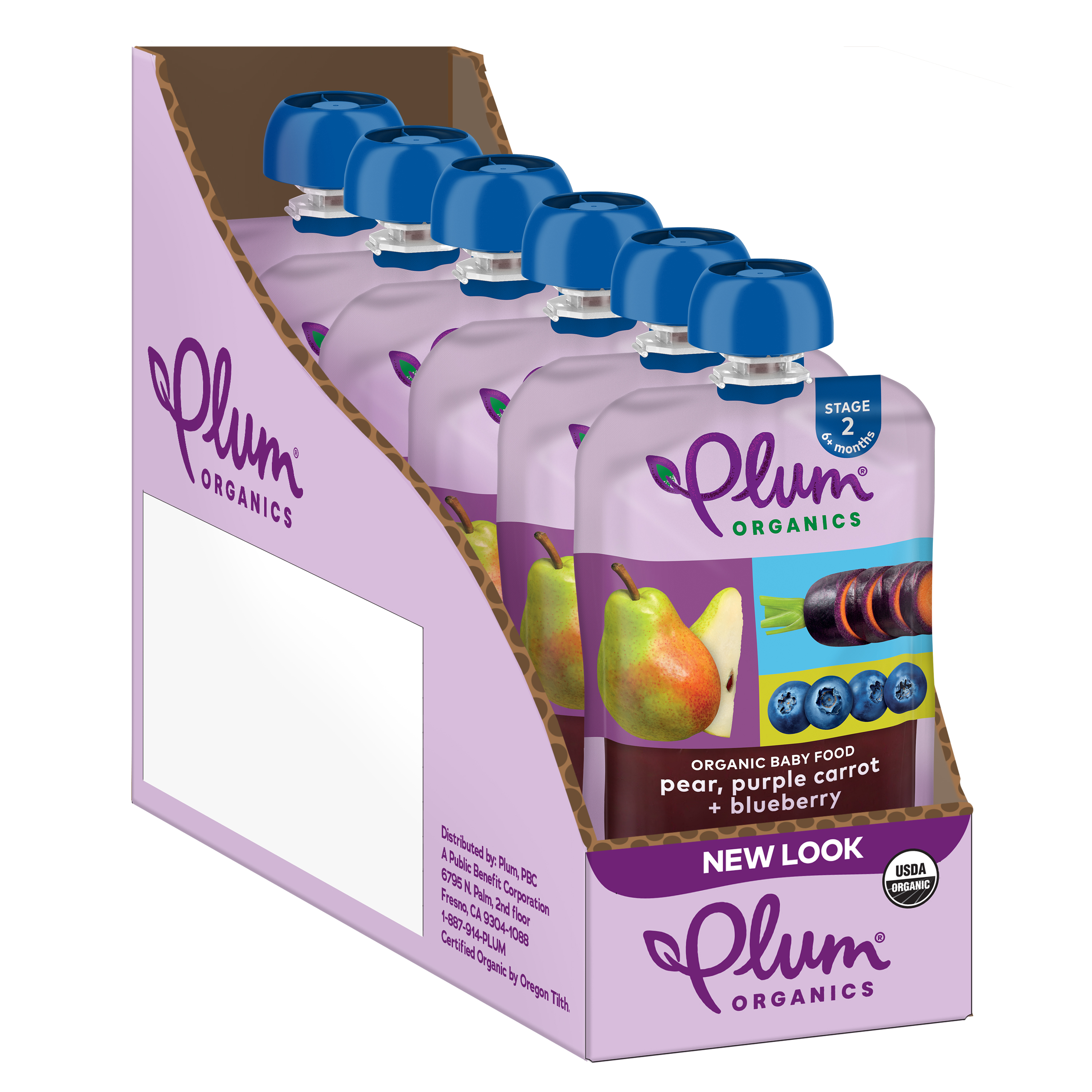 Plum Organics Stage 2 Organic Baby Food Pouches: Pear, Purple Carrot, Blueberry - 4 oz, 6 Pack - image 1 of 9
