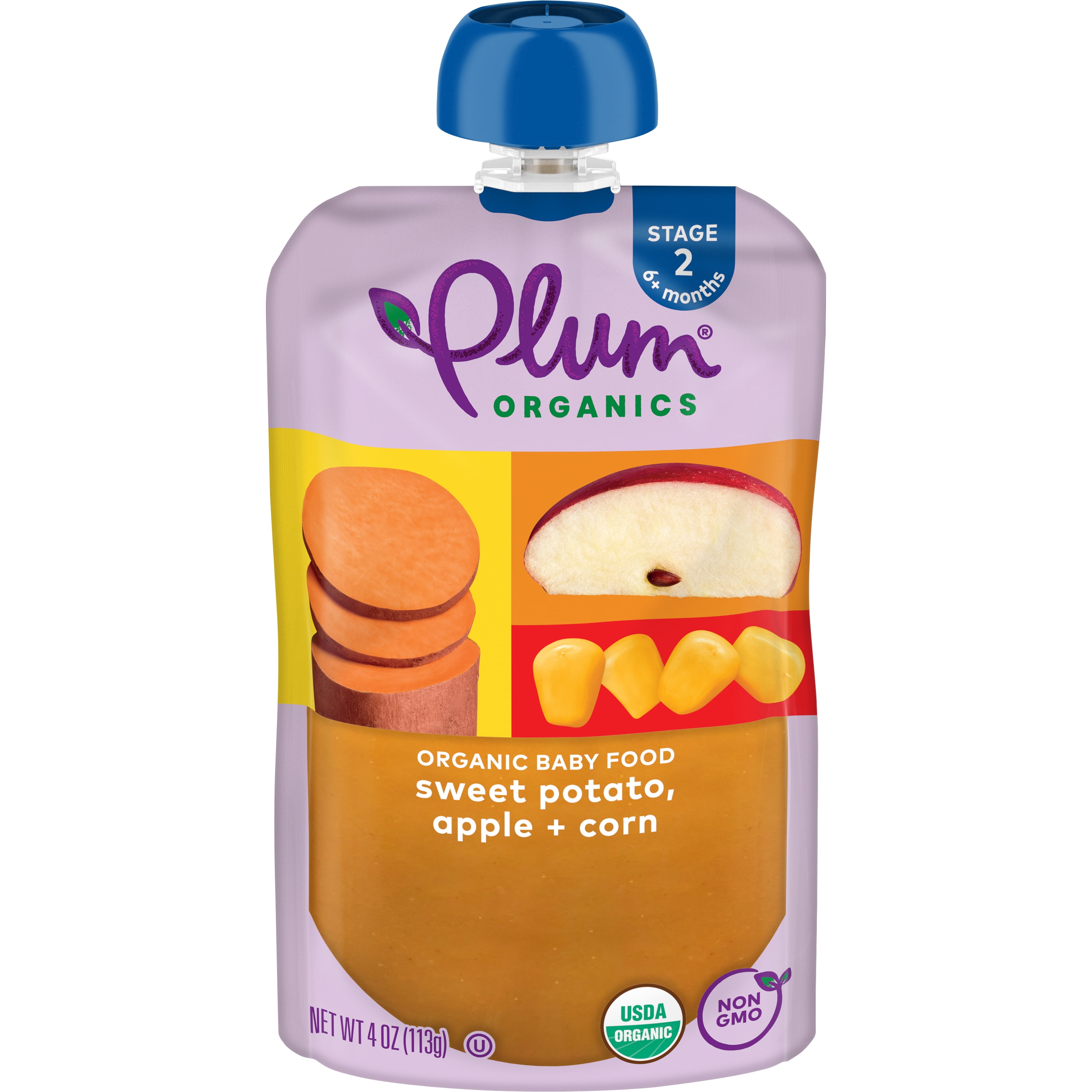 Plum Organics Stage 2 Sweet Potato Corn & Apple Organic Baby Food 3.5 oz. Pouch