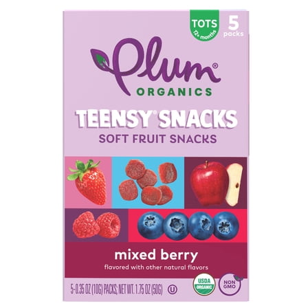 Plum Organics® Teensy® Snacks Mixed Berry Soft Fruit Snacks .35oz Pouch/5-Count Box