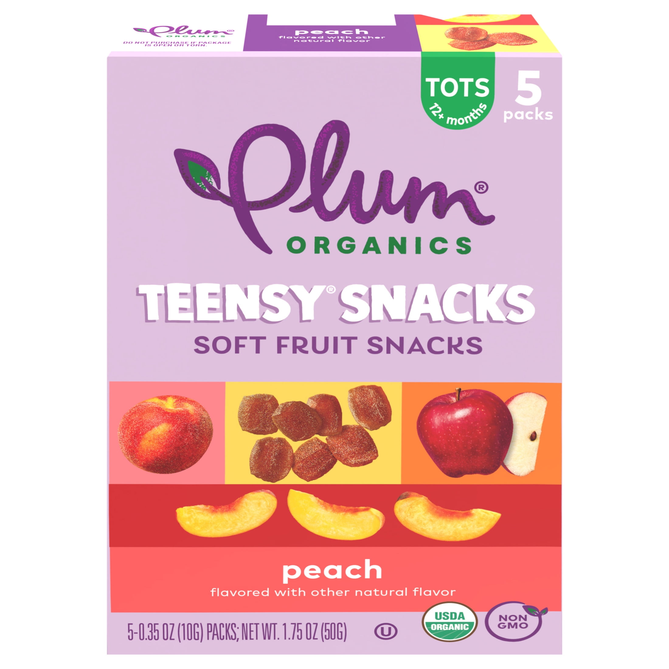 Plum Organics® Teensy® Snacks Peach Soft Fruit Snacks .35oz Pouch/5-Count Box