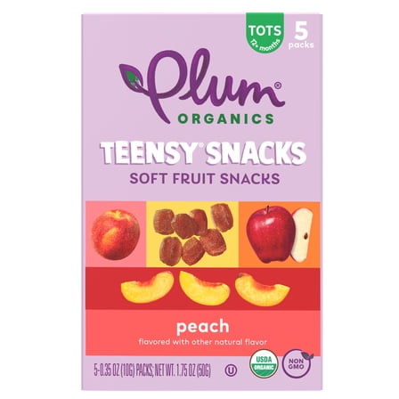 Plum Organics® Teensy® Snacks Peach Soft Fruit Snacks .35oz Pouch/5-Count Box