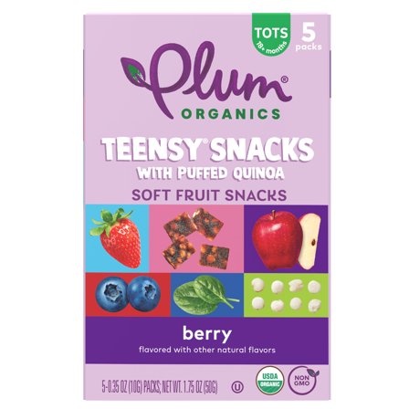 Plum Organics® Teensy® Snacks Puffed Quinoa Berry .35oz Pouch/5-Count Box