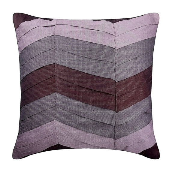 Plum Pillows Cover, Textured Pintucks Solid Color Pillows Cover, Pillow Covers 20x20 inch (50x50 cm), Pillow Cases, Square Silk Pillow Covers, Modern, Chevron - Plum Waves