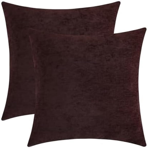 Plum Purple Chenille Decorative Couch Throw Pillow Covers, Soft Cushion Cases for Home Livingroom Sofa Décor, Pack of 2, 14 x 14 Inches