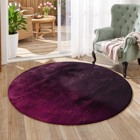 Plum Purple Ombre Area Rug 3', Non-Slip Washable Round Indoor rug Carpet for Living Room Bedroom Kitchen Carpet for Living Room Bedroom Kitchen