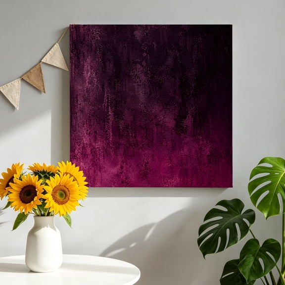 Plum Purple Ombre Canvas Wall Art for Living Room, Vintage Deep Magenta Charcoal Black Shabby Chic Poster Print Painting for Bedroom Office Home Decoration Wall Pictures Prepare To Hang 10"x10"
