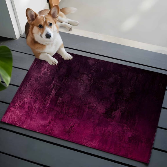 Plum Purple Ombre Small Area Rugs 2x3 Vintage Deep Magenta Charcoal Black Shabby Chic Entryway Rugs Washable Door Mat, Low-Profile Area Rugs Non Slip Floor Carpet for Living Room Bedroom Home Office